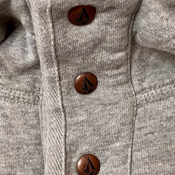 Volcom Henley Cotton Blend Snap Up Hoodie, Marled Gray - S - Picture 8 of 12